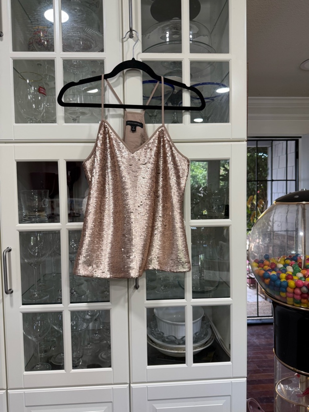 Banana Republic Rose Gold Sequin V-Neck Cami